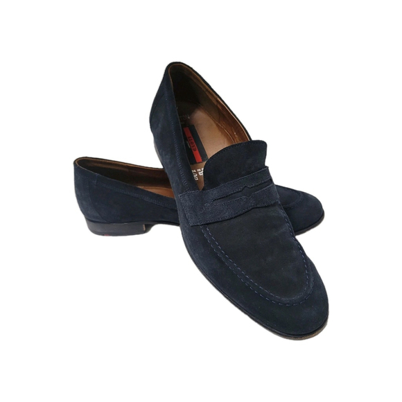 Lloyd Germany Men 9.5US 44EU Dress Penny Loafers Libra Suede Leather Navy Good main image 7